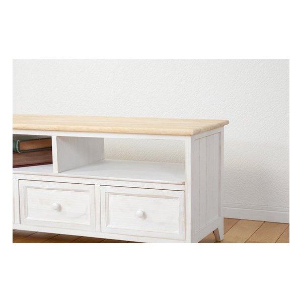萩原 ハギハラTV台 フレンチカントリーテレビボード アンティークホワイト 幅74×奥行34×高さ40cm MTV-5272NAW(2519231)代引不可