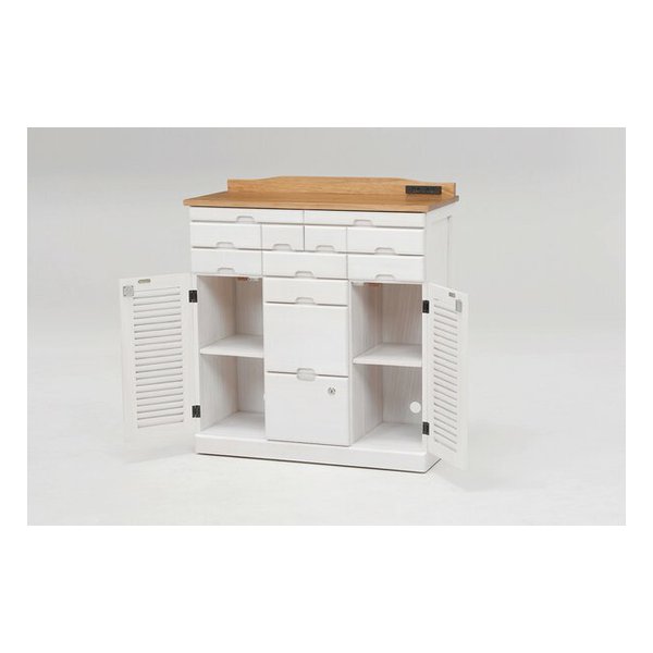 萩原 ハギハラFAX台 ナチュラル/ホワイト・幅76×奥行32×高さ83cm MFX-8208NW(2519019)代引不可_1