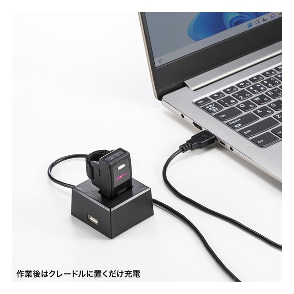 SANWA SUPPLY サンワサプライBluetooth2次元バーコードリーダー リングタイプ BCR-BT2D5BK(2663572)代引不可 送料無料