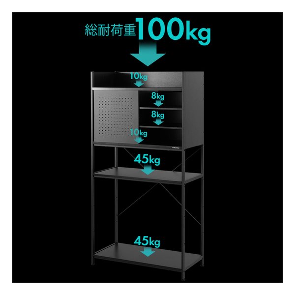 Bauhutte バウヒュッテデスクサイドラック ボックスタイプ 幅760mm/ブラック BHS-760-BK(2648317)代引不可_2