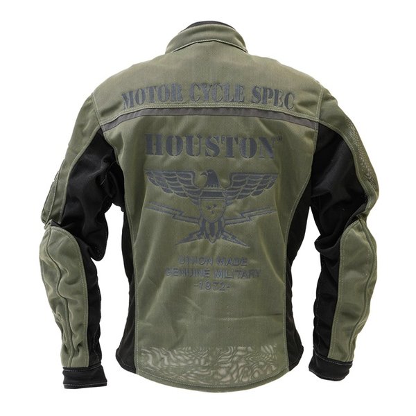 HOUSTON ヒューストンモーターサイクルライディングジャケット カーキ 2XLサイズ HTVA2510SKH2(2649771)送料無料_1