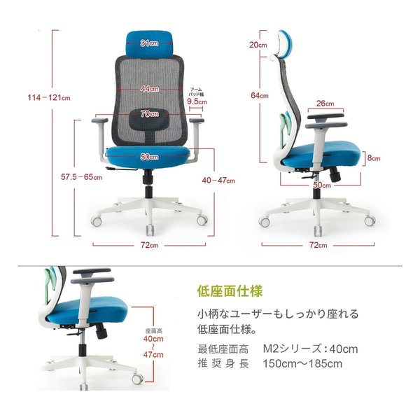 ROOM WORKS（ルームワークス）M2 メッシュ&ファブリック ワークチェア ホワイト&ネイビー RM2-WBL(2644291)代引不可 送料無料_1