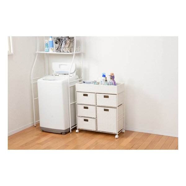 萩原 ハギハラランドリーチェスト ホワイト 幅70×奥行30.5×高さ79cm