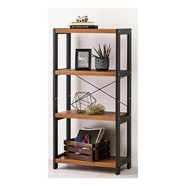 萩原 ハギハララック ダークグレー・ライトブラウン 4段収納 幅60×奥行30×高さ120cm MCC-6035DGLB(2529753)代引不可