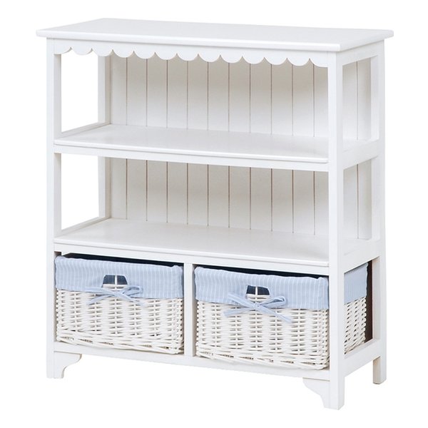 萩原 ハギハラフリルバスケットキャビネット ホワイト・幅70×奥行30×高さ75cm MCC-5780WH(2518776)代引不可