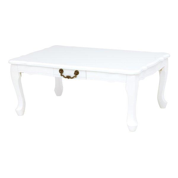 萩原 ハギハラ折れ脚テーブル 折りたたみ 猫脚 引き出し ホワイト 白 幅80×奥行55×高さ33.5cm MT-6030WH(2519128)代引不可