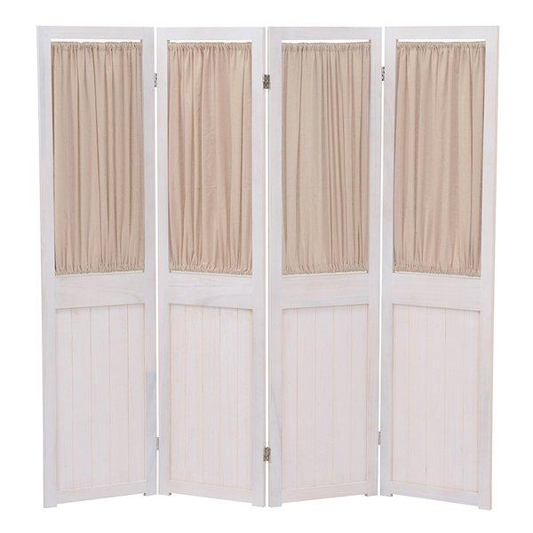 萩原 ハギハラ4連パーテーション アンティークホワイト・幅40×高さ148cm×4連 カーテン MS-5414AW(2519088)代引不可