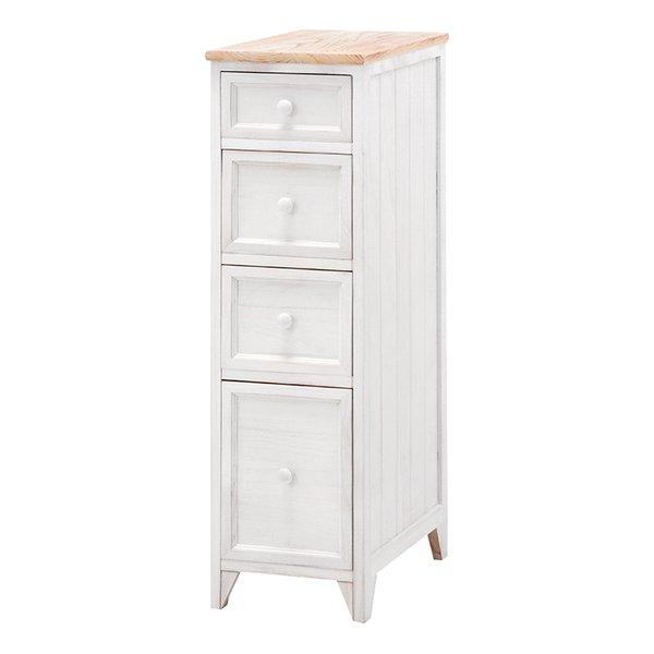 萩原 ハギハラチェスト フレンチカントリースリムチェスト ホワイト 幅25×奥行40×高さ85cm MCH-5281NAW(2518856)代引不可
