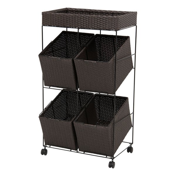 萩原 ハギハラランドリーラック 幅56×奥行42×高さ103cm ダークブラウン RAN-2426DBR(2519509)代引不可