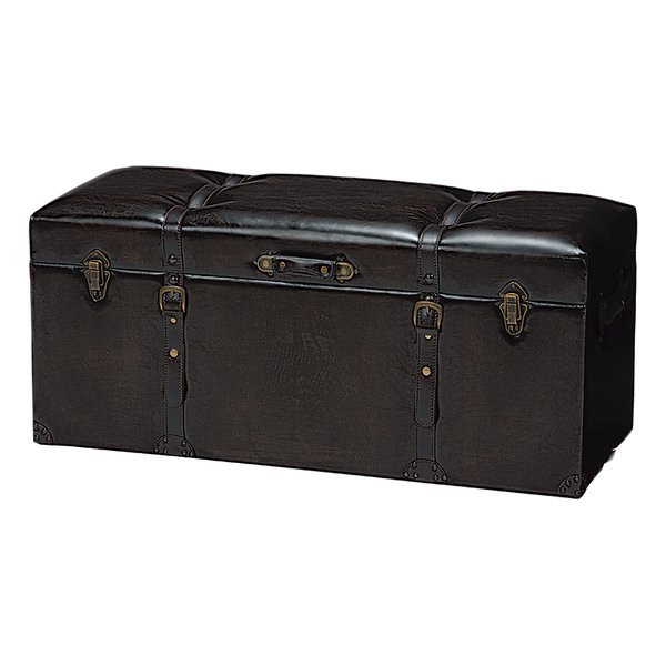 萩原 ハギハラチェスター 収納スツール ダークブラウン・幅102×奥行40×高さ46cm MC-6002DBR(2518755)代引不可