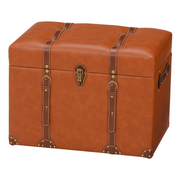 萩原 ハギハラチェスター 収納スツール ライトブラウン・幅60×奥行40×高さ46cm MC-6001LBR(2518754)代引不可