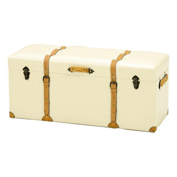 萩原 ハギハラチェスター 収納スツール アイボリー・幅102×奥行40×高さ46cm MC-6002IV(2518756)代引不可