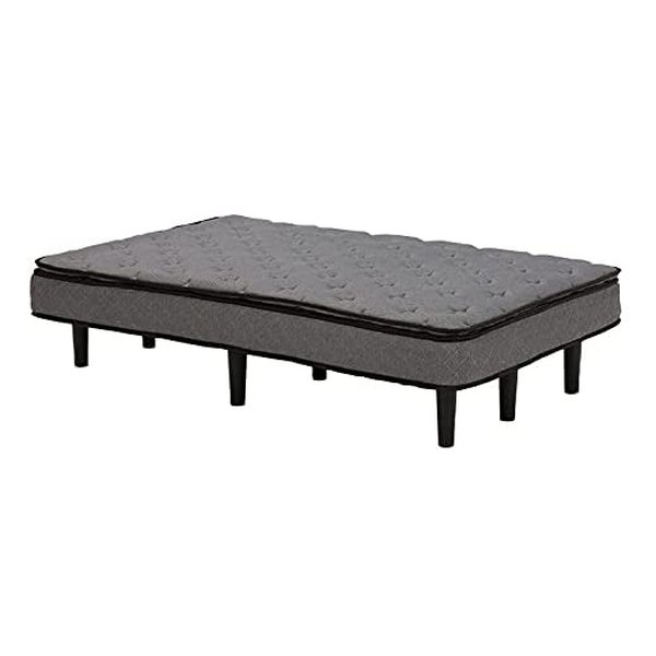 萩原 ハギハラポケットコイルマットレスベッド グレー セミダブル 簡単組立 KMB-3108SD-GY(2529738)代引不可