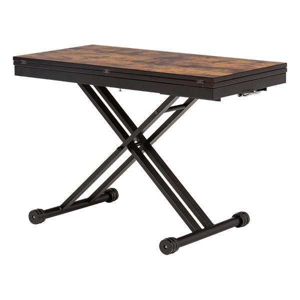 萩原 ハギハラエクステンション昇降テーブル 幅99〜92×奥行90×高さ71cm ダークブラウン KT-3197DBR(2569353)代引不可