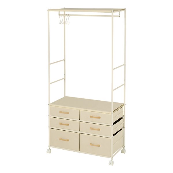 萩原 ハギハラハンガーラック 約 幅75×奥行35.5×高さ155cm ホワイト KHR-3136WH(2569205)代引不可