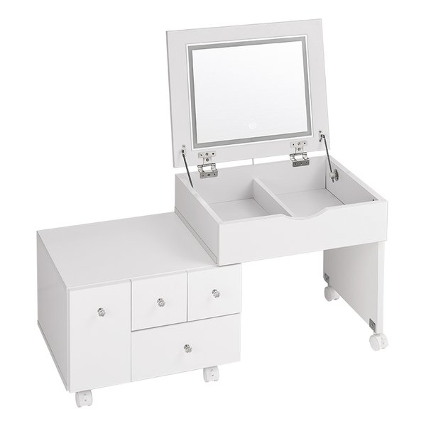 萩原 ハギハラ伸縮式コスメワゴン 約 幅48〜86×奥行42.5×高さ46/85cm ホワイト MUD-6628WH(2569413)代引不可