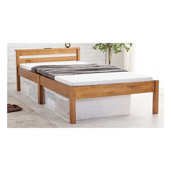 萩原 ハギハラ宮付きシングルベッド 約 幅100×奥行207.5×高さ65cm ライトブラウン MB-5150S-LBR(2569270)代引不可