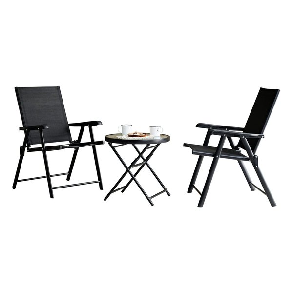 萩原 ハギハラテーブルチェアセット テーブル: 約 幅φ51cm、チェア: 約 幅60×奥行67cm ブラック LGS-4682S-BK(2574756)代引不可