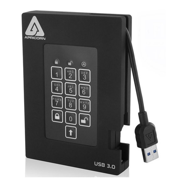 Apricorn アプリコーン外付けHDD ポータブル Aegis Padlock Fortress - USB 3.0 A25-3PL256-S1000F R2(2574114)代引不可 送料無料