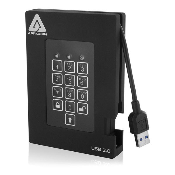 Apricorn アプリコーン外付けHDD ポータブル Aegis Padlock Fortress - USB 3.0 A25-3PL256-1000 A25-3PL256-1000F R2(2573508)代引不可 送料無料