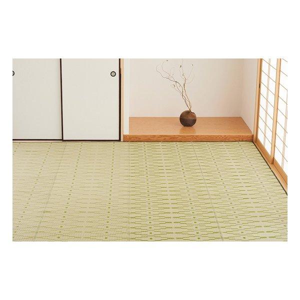 萩原 ハギハラPP柄上敷 柳 い草風 水洗い可 江戸間6帖 約261×352cm グリーン 81947560(2582984)代引不可
