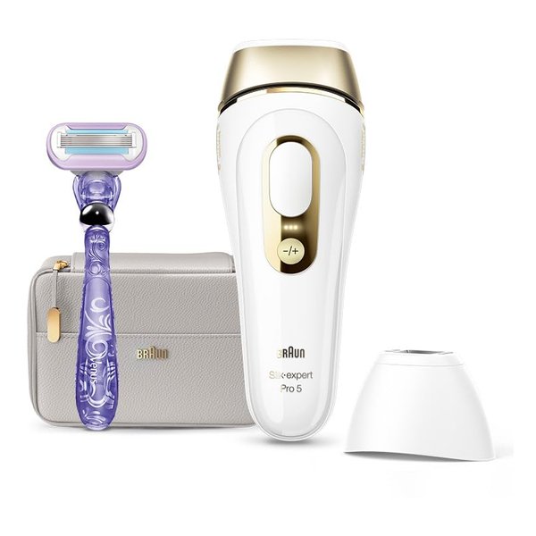 BRAUN ブラウン光美容器 シルクエキスパート Pro5 コンパクトヘッド1個付モデル ホワイト＆ゴールド PL5158(2585015)代引不可 送料無料
