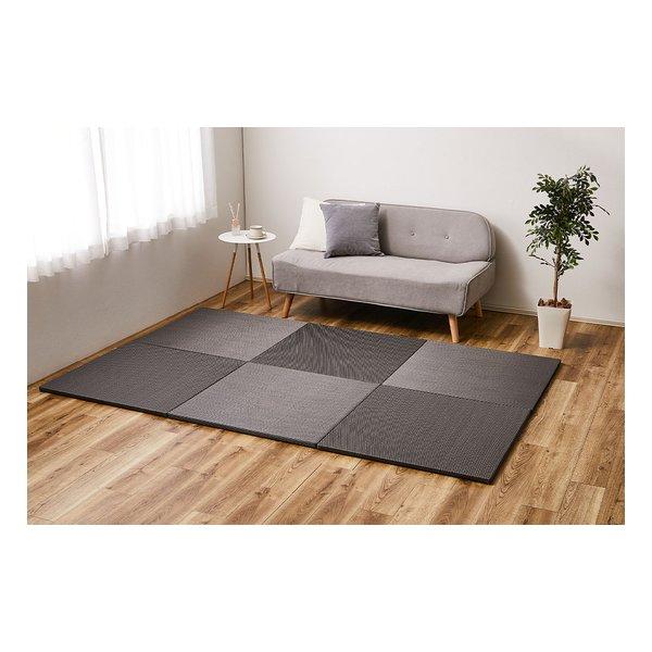 萩原 ハギハラい草風置き畳 綾模様 水拭き可 約82×82×2.5cm 同色9枚入 グレー 159068010(2582817)代引不可