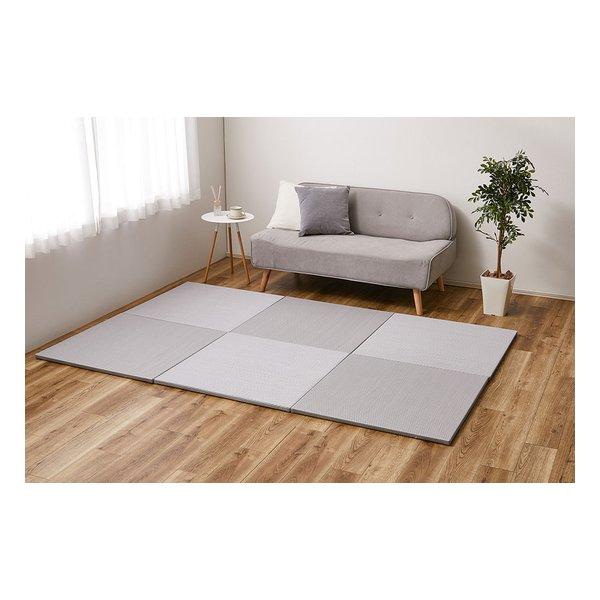 萩原 ハギハラい草風置き畳 綾模様 水拭き可 約65×65×2.5cm 同色12枚入 ライトグレー 159056185(2582838)代引不可 19,318円