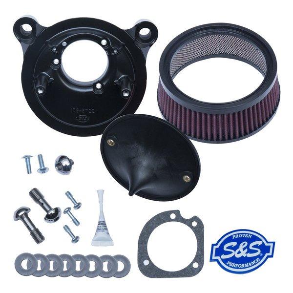 S&amp;S Cycle Inc（エスアンドエスサイクル）ステルス エアクリーナーキット カバーなし ツインカム ケーブル2本引 01-17 170-0300B(2625098)代引不可 送料無料