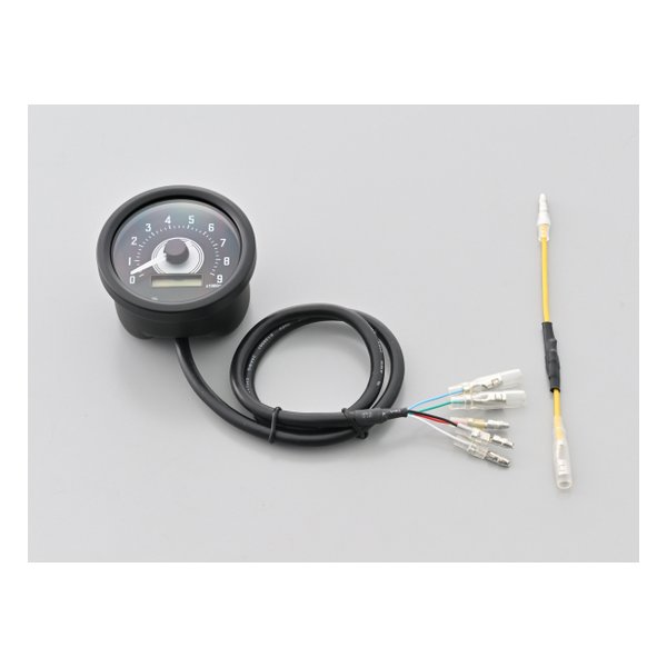 DAYTONA デイトナ電気式 タコメーター 電圧計 ブラックボディ/ホワイトLED φ60 9000rpm表示 44203(2610757)代引不可 送料無料