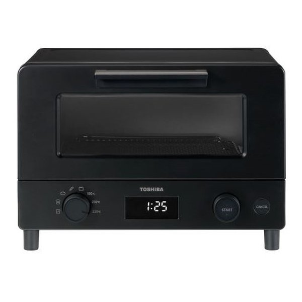 TOSHIBA 東芝オーブントースター 1400W/自動メニュー4種類/トースト2枚/ブラック HTR-W7 K(2646919)送料無料