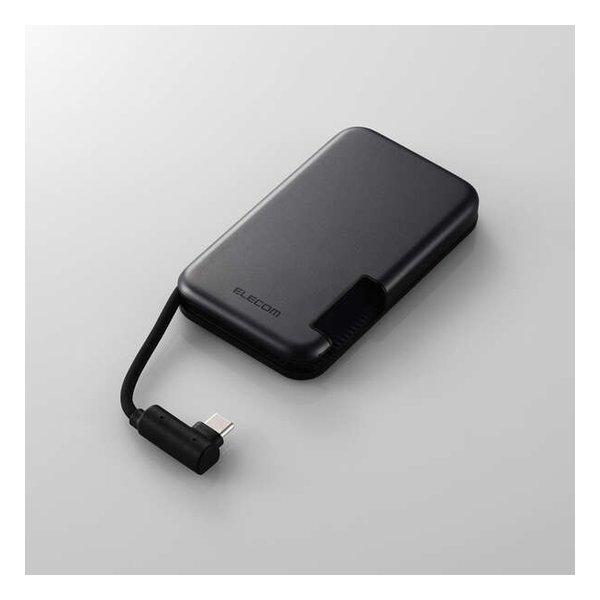 ELECOM エレコム外付けSSD 500GB/iPhone向けケーブル一体型/収納式/マグネット付/ブラック ESD-EPB0500GBK(2636160)送料無料