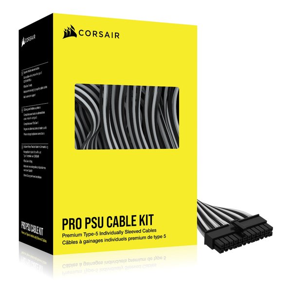 CORSAIR コルセアプレミアム個別スリーブ Type-5 電源ケーブル PROキット ブラック/ホワイト CP-8920294(2613638)代引不可 送料無料