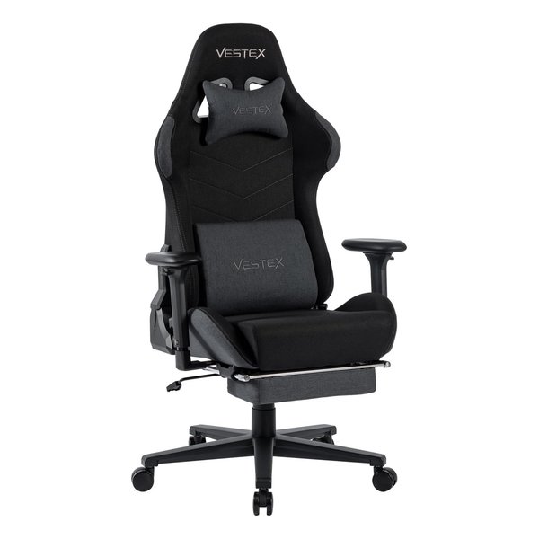 VESTEX（ベステックス）S1 カラーファブリック フットレスト付き ゲーミングチェア ブラック VES-S1FTBK(2644276)代引不可 送料無料