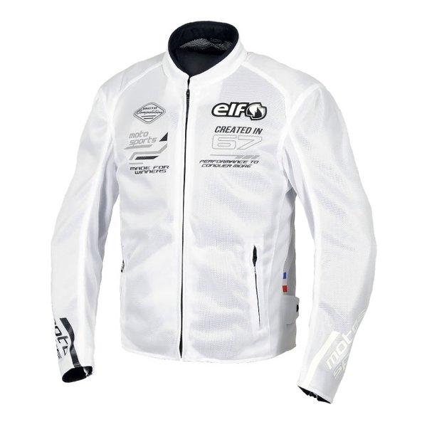 elf エルフバイク用 春夏 エオリアメッシュジャケット ホワイト＆ブラック/Lサイズ EJ-S121/WHITE&BLACK/L(2643377)送料無料