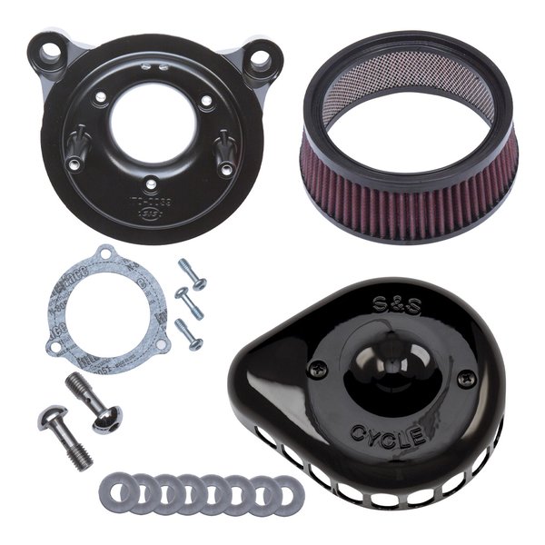 S&S Cycle Inc（エスアンドエスサイクル）ステルス エアクリーナーキット ミニティアドロップ グロスブラック 170-0438(2625134)代引不可 送料無料