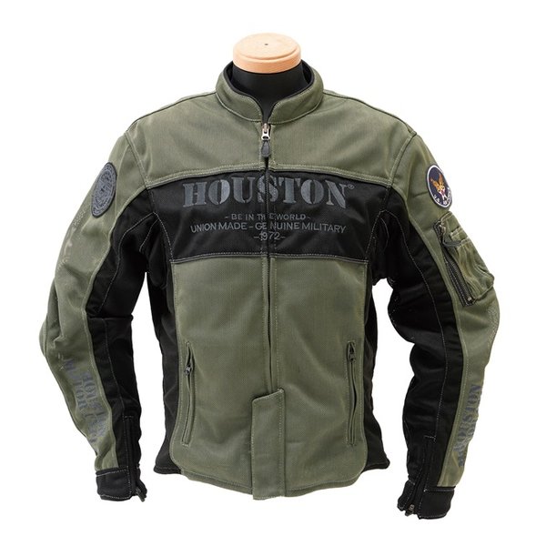 HOUSTON ヒューストンモーターサイクルライディングジャケット カーキ 2XLサイズ HTVA2510SKH2(2649771)送料無料