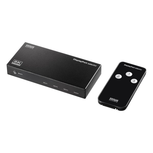 SANWA SUPPLY サンワサプライ3入力1出力DisplayPort切替器 8K/30Hz対応・リモコン付き） SW-DP31R(2663610)代引不可 送料無料