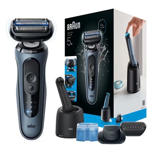 BRAUN ブラウン電気シェーバー シリーズ5+ 洗浄器付き/充電式/コードレス/防水設計/アズールブルー 53-A72000CC(2682741)送料無料