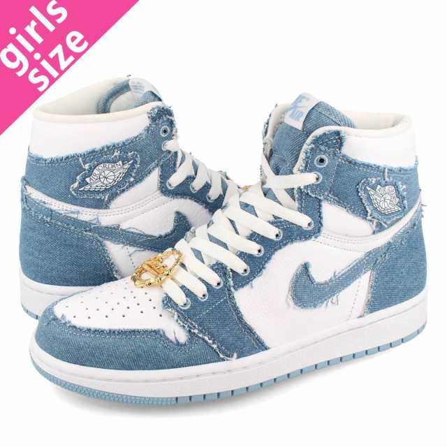 NIKE WMNS AIR JORDAN 1 RETRO HIGH OG WHITE/WORN BLUE/METALLIC GOLD ...