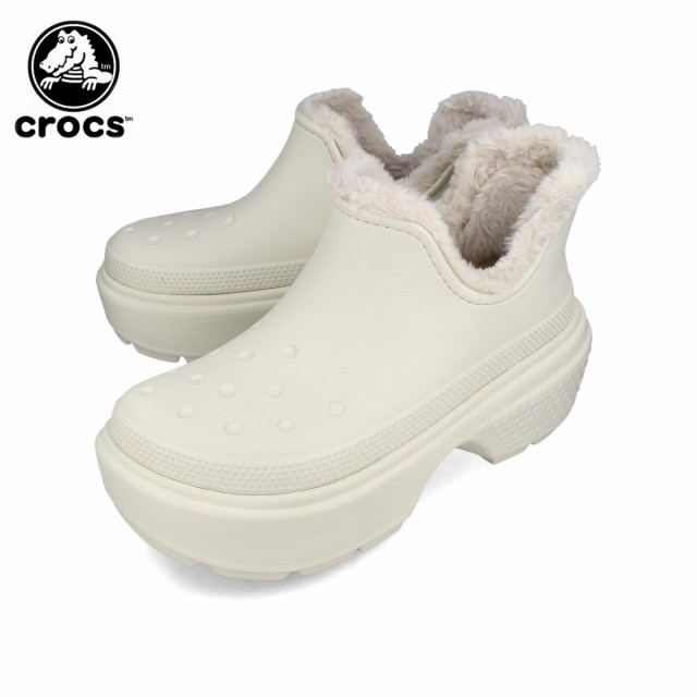 CROCS STOMP SHORTY BOOT クロックス ストンプ ショーティー ブーツ メンズ レディース LINEN/LINEN ホワイト 210673-0JI