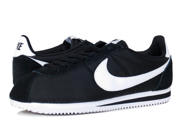 nike cortez black white nylon