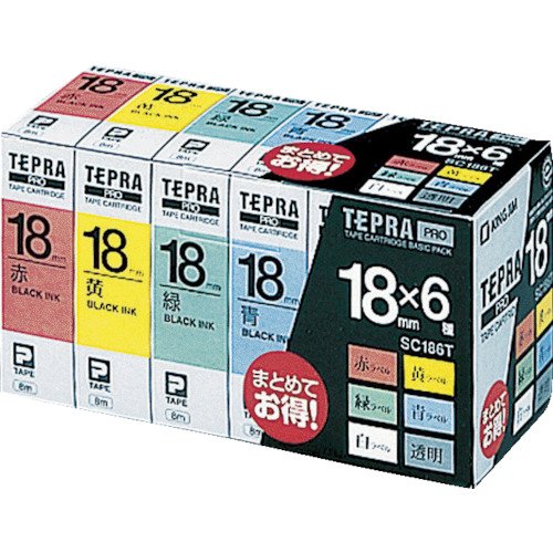 キングジム テープカートリッジ テプラPRO ベーシックパック 18mm SC186T(中古品)