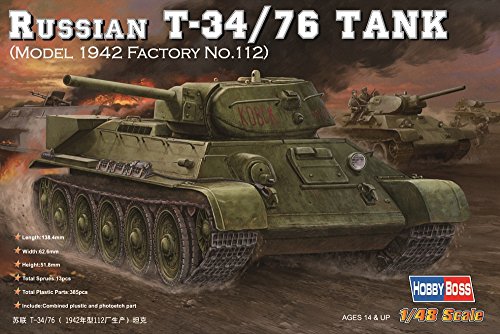 ホビーボス 1/48 ロシア戦車 T-34/76 1942年型 プラモデル(中古品)