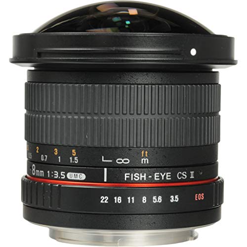 SAMYANG 単焦点魚眼レンズ 8mm F3.5 キヤノン EF用 APS-C用 フード脱着式(中古品)