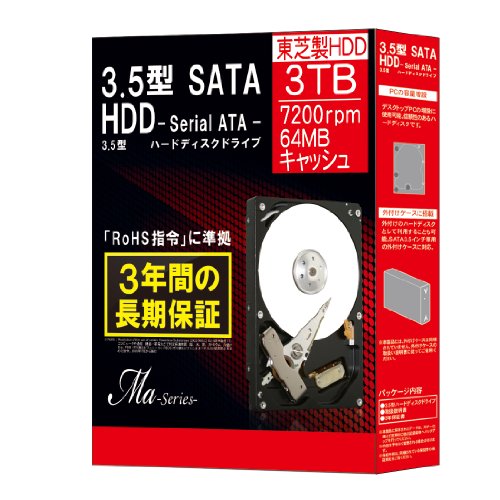 MARSHAL 東芝製 3.5インチ SATA-HDD Maシリーズ 3TB DT01ACA300BOX(中古品)
