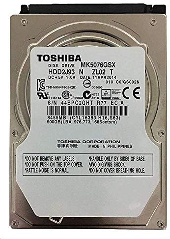 【東芝】 内蔵用 2.5インチ HDD SATA 500GB 5400回転 MK5076GSX(中古品)