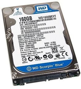 [WESTERN DIGITAL] 2.5inch HDD 160GB SATA 9.5mm厚 512セクターモデル WD1(中古品)