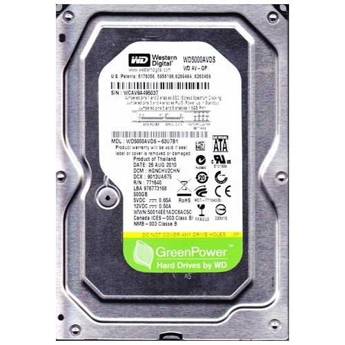Western Digital WD AV-GP 3.5inch 500GB WD5000AVDS 32MB intelliPower(中古品)