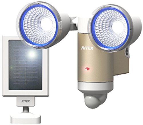 ムサシ RITEX LEDセンサーライト(3W×2灯) 「ソーラー式」 電球色レンズ付 （中古品）の通販は